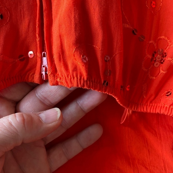 Steppin' Out Women's Orange Sequin Spaghetti Strap‎ Mini/Midi Dress Size 11/12 - Picture 7 of 12